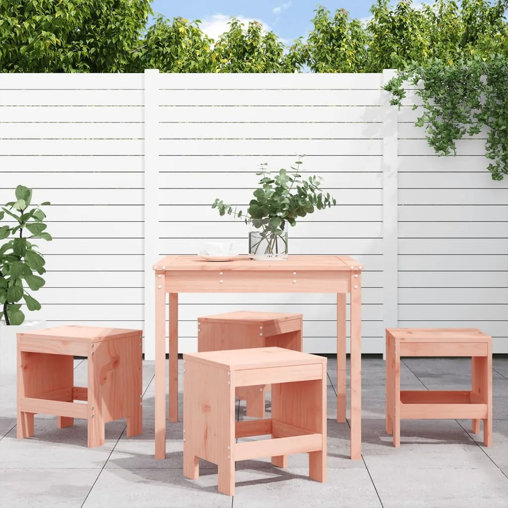 Set Da Pranzo Per Giardino 5 Pz İn Legno Massello Di Douglas /