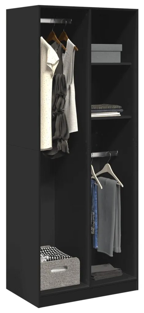Armadio Nero 80x50x200 Cm İn Legno Multistrato /