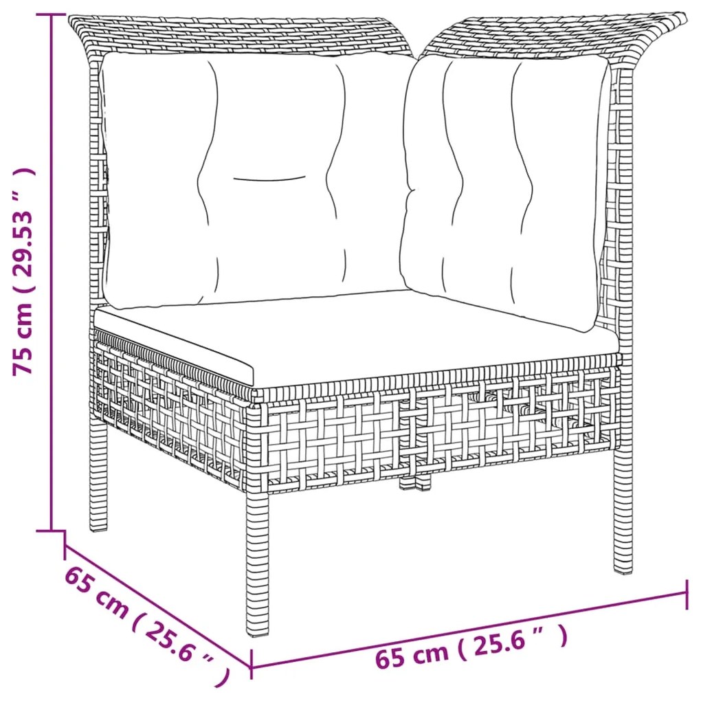 Set Divani da Giardino 6 pz con Cuscini in Polyrattan Grigio