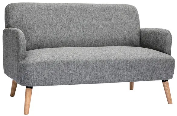 Divano scandinavo 2 posti in tessuto grigio chiaro e legno chiaro ISKO