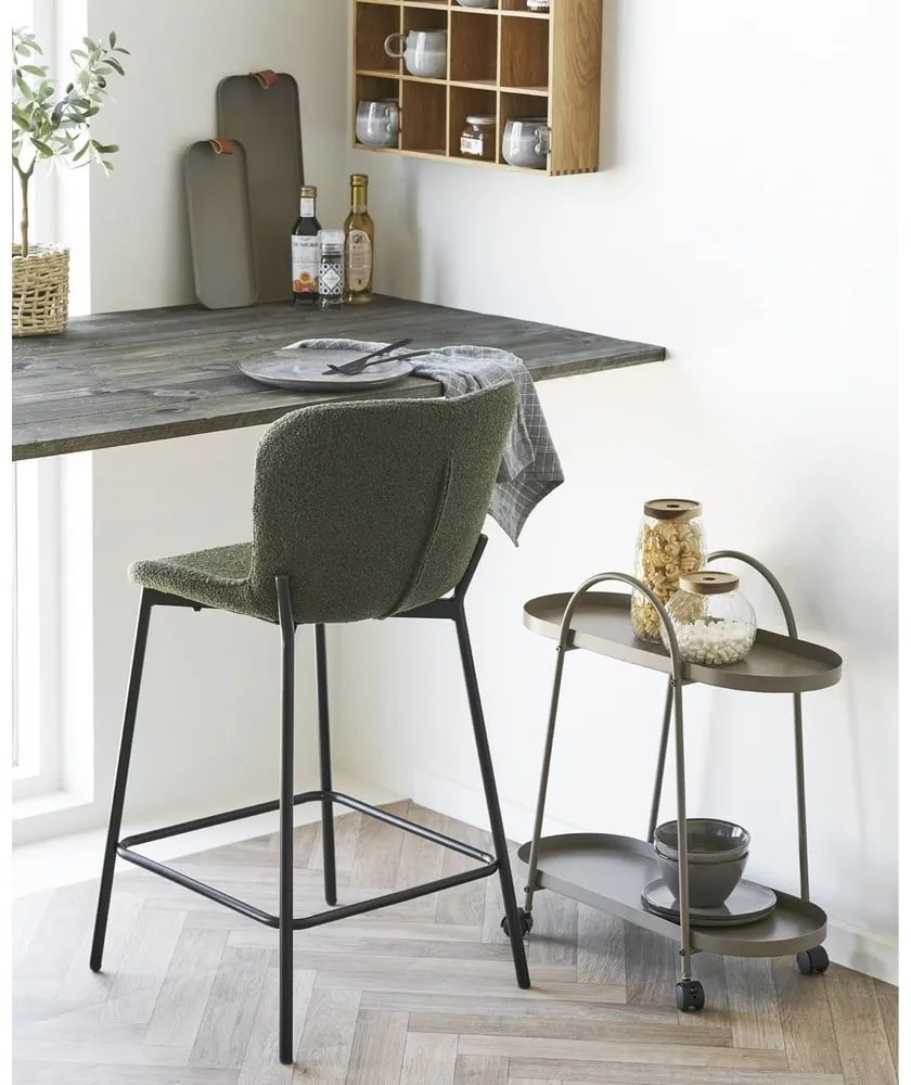 Sgabello da bar verde scuro imbottito (altezza della seduta 65 cm) Maceda – House Nordic