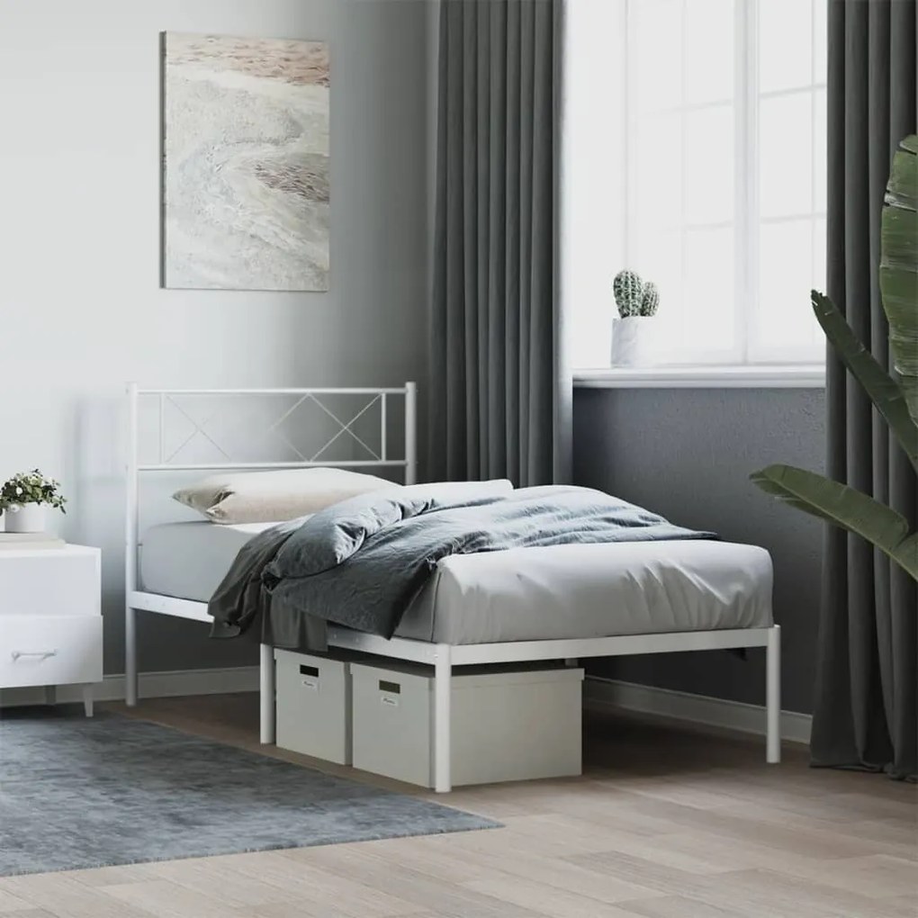 Giroletto con testiera metallo bianco 107x203 cm
