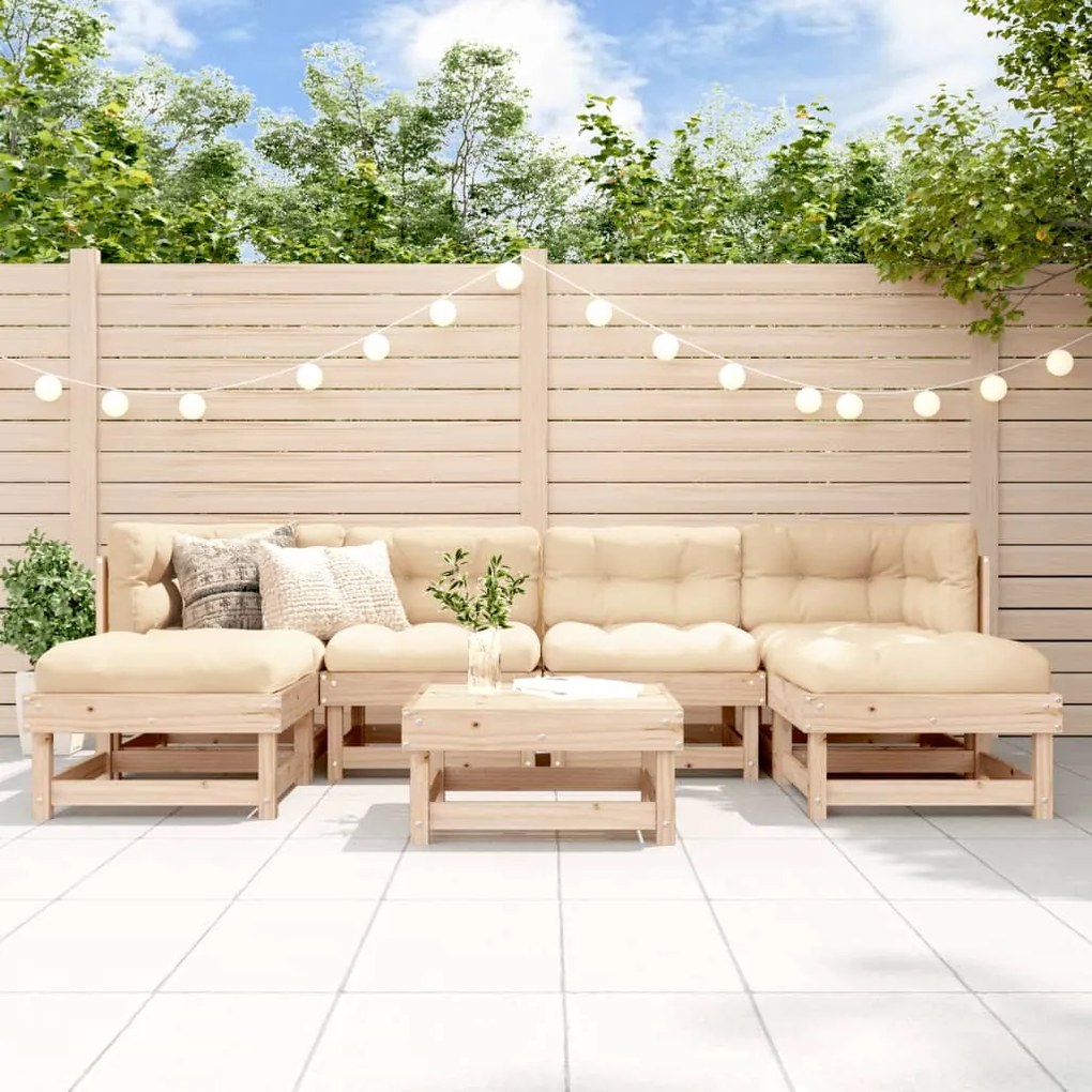 Set salotto da giardino 7 pz in legno massello di pino