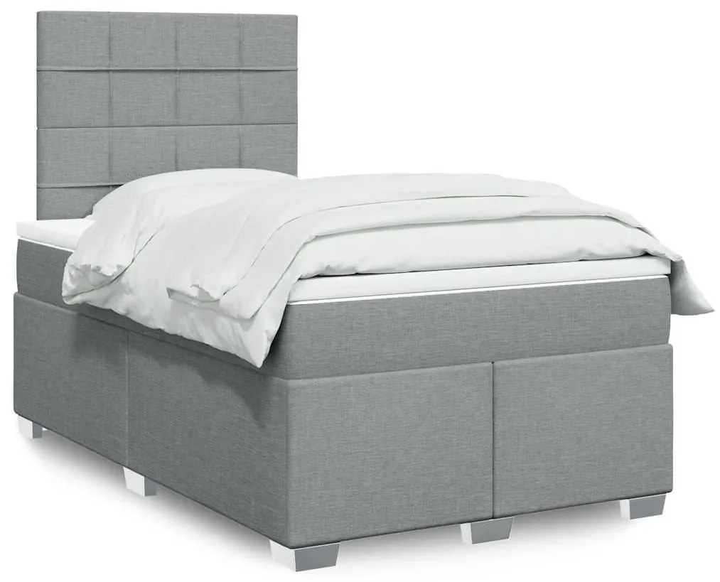 Giroletto A Molle Con Materasso Grigio Chiaro 120x200cm Tessuto /
