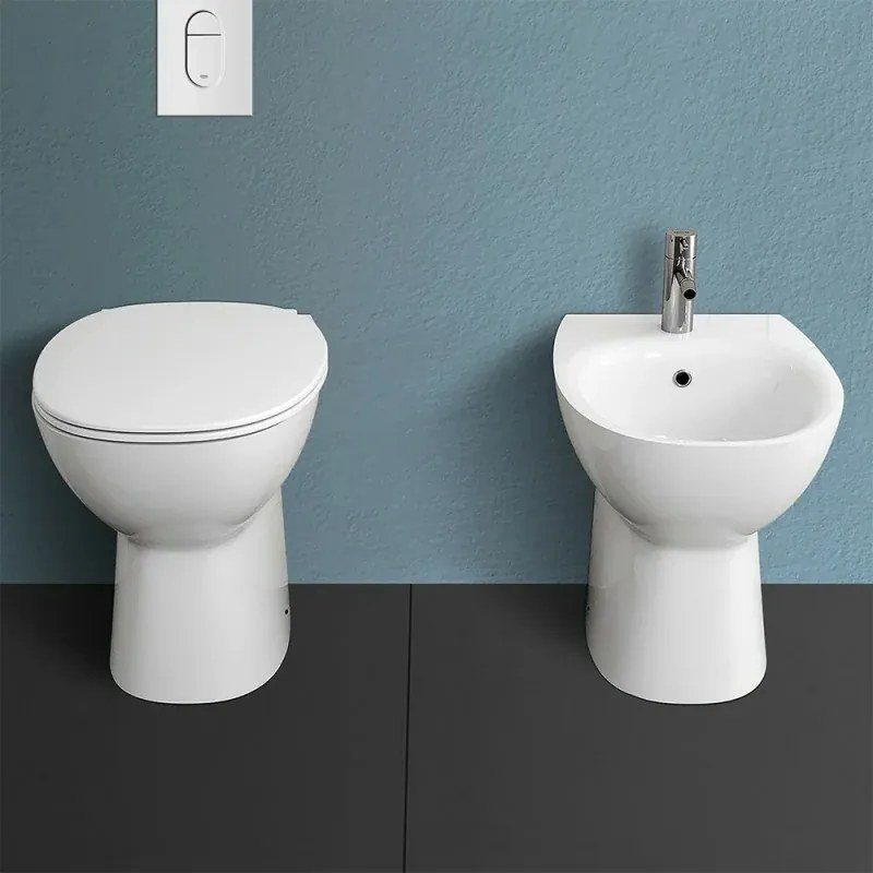 Wc tradizionale Rimless serie Morning con scarico a pavimento
