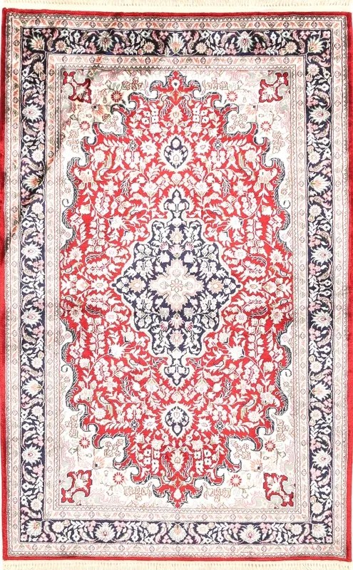 Cashmere Silk Tappeto 80 x 120 Rosso (Indian) Annodato A Mano