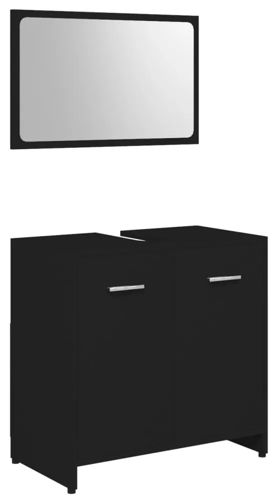 Set mobili da bagno 4 pz nero in truciolato