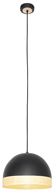 Lampada a sospensione orientale nera con rattan 30 cm - Magna Rotan