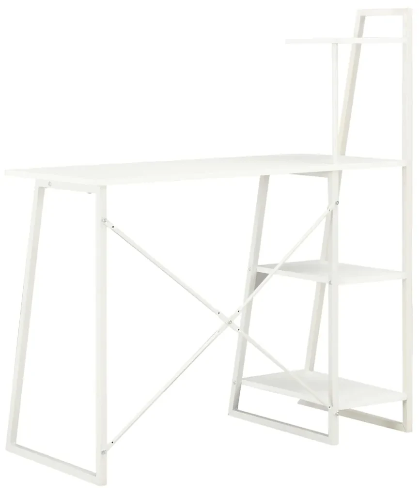Scrivania con mensole bianca 102x50x117 cm