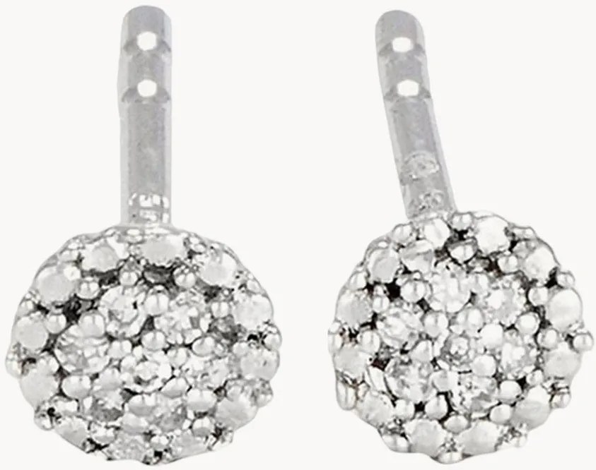 Orecchini a bottone in oro bianco con diamanti Round Stud, 0,02 carati