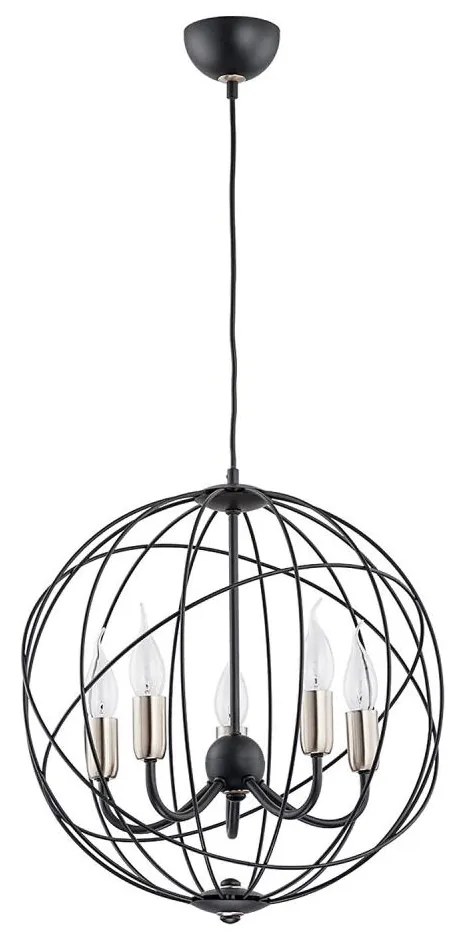 Lampadario a sospensione con filo NOSFERATU 5xE14/10W/230V nero/oro