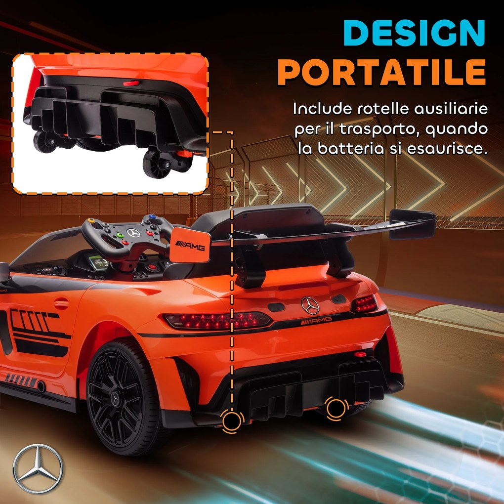 Macchina Elettrica Bambini 3-8 Anni Licenza Ufficiale Mercedes AMG 12V con Telecomando Luci LED Arancione...