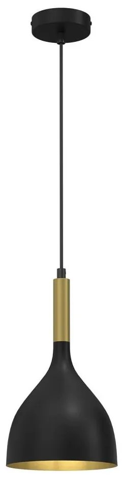 Lampadario a sospensione con filo NOAK 1xE27/60W/230V nero/oro
