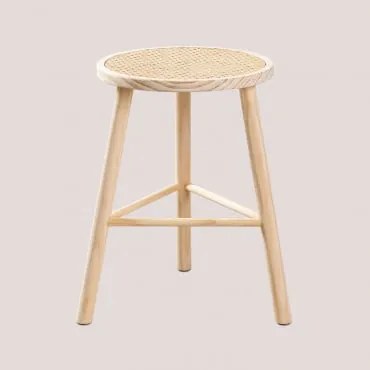 Sgabello decorativo in rattan e legno Riolut Marrone Legno Naturale - Sklum