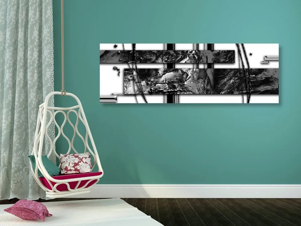 Quadro su tela – Astrazione di lusso in bianco e nero