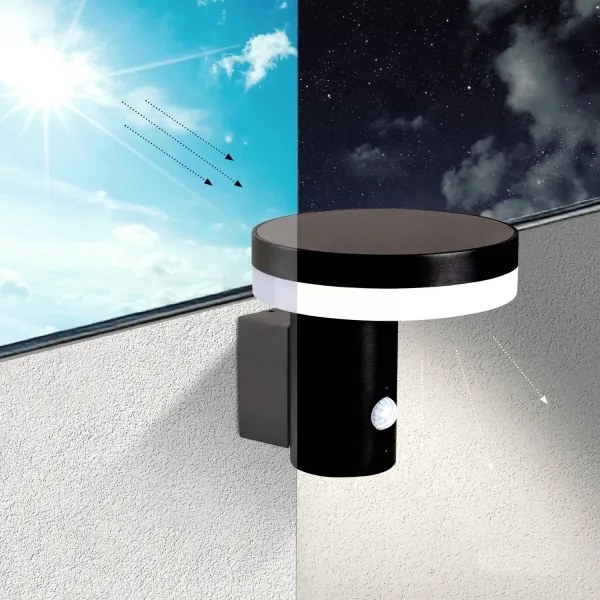 Lampada da parete solare LED SOLARIS3 5,5W 3,7V 4000K IP44 con sensore