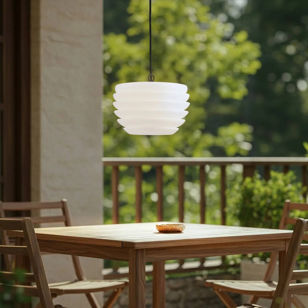 Lindby Arona lampada a sospensione, Ø 38cm, bianco