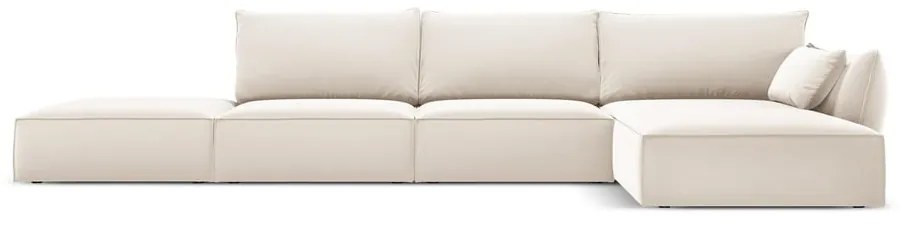 Divano angolare beige (con penisola a destra/con chaise lounge) con rivestimento in velluto Vanda – Mazzini Sofas