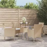 Set da Bistr da Giardino 5 pz con Cuscini Beige in Polyrattan