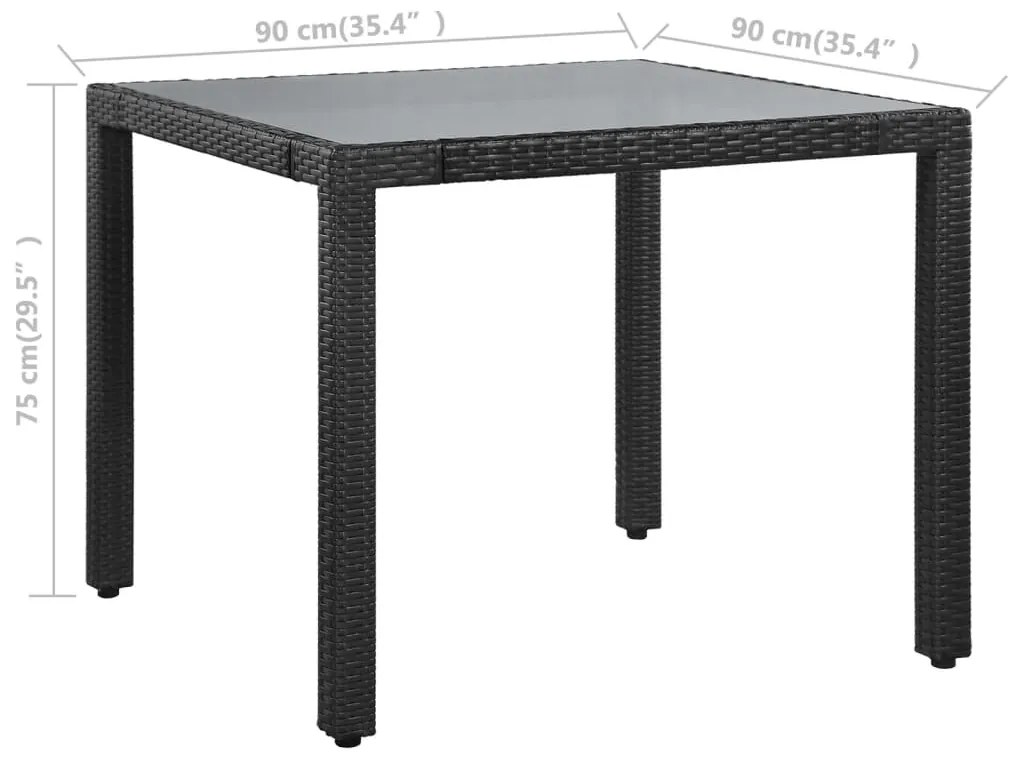 Set da Pranzo da Giardino 5 pz in Polyrattan Nero