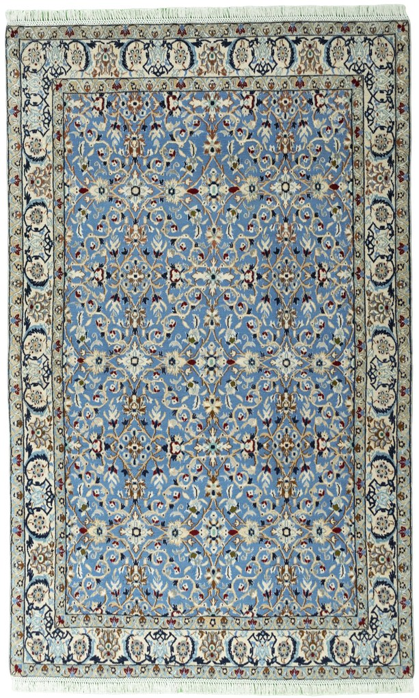 Nain Tappeto 210 x 130 Blu (Iran) Annodato A Mano