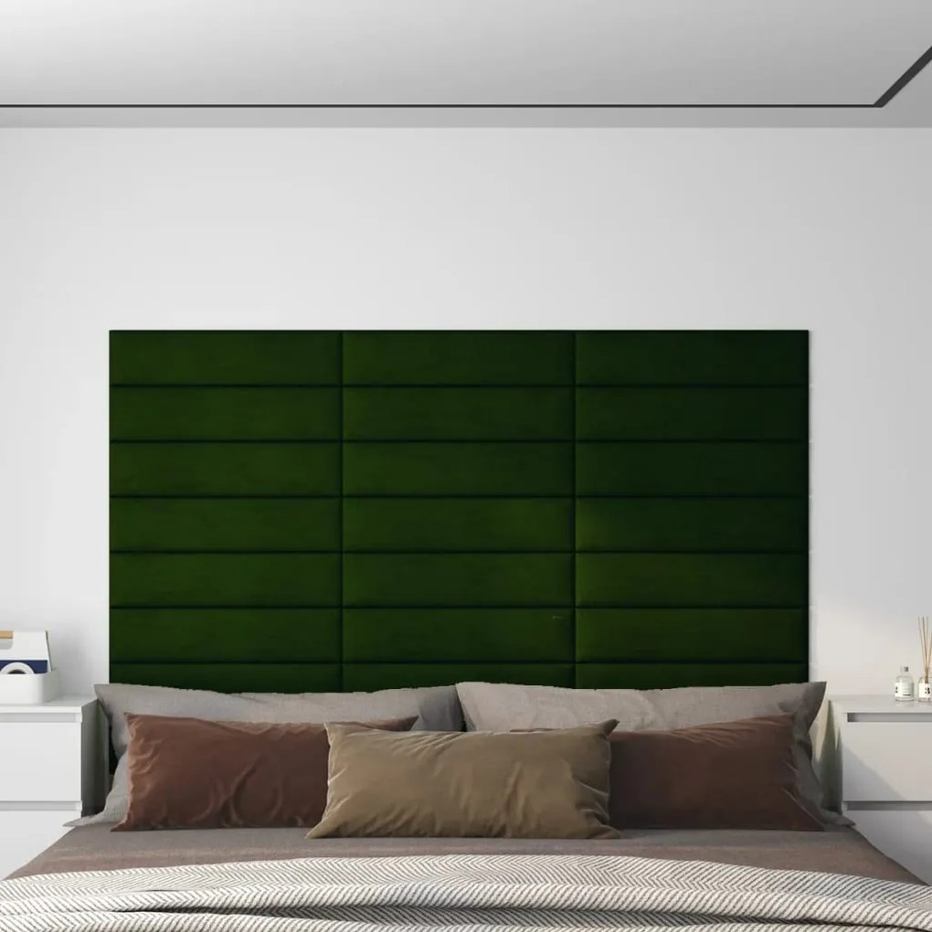 Pannelli Murali 12 Pz Verde Scuro 60x15 Cm Velluto 1,08 M² /