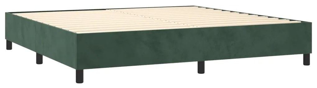 Letto a molle con materasso e led verde scuro 200x200cm velluto