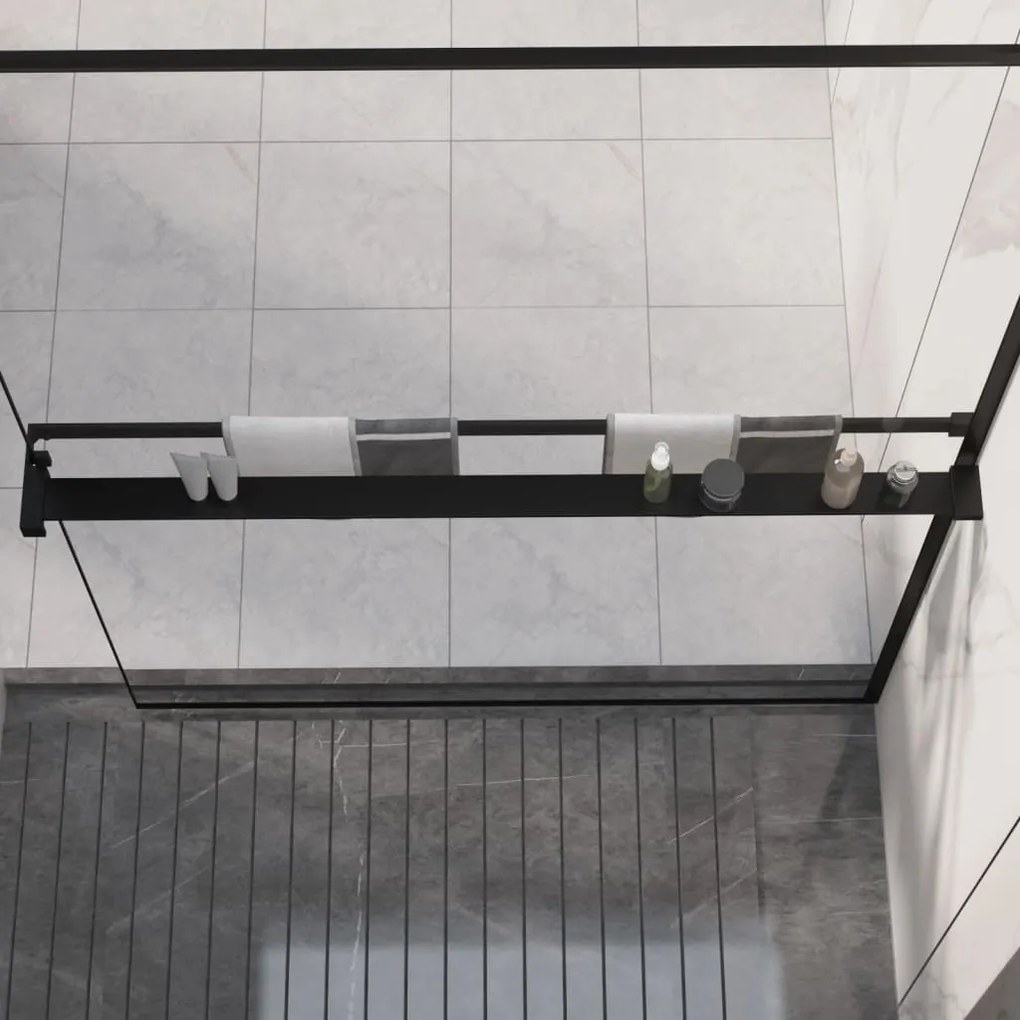 Mensola Doccia A Parete Per Doccia Walk-in Nera 118cm Alluminio /