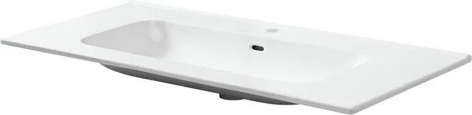 Lavabo d'appoggio rettangolare vasca centrale Maya L 106 x H 13.8 x P 49 cm in ceramica bianco