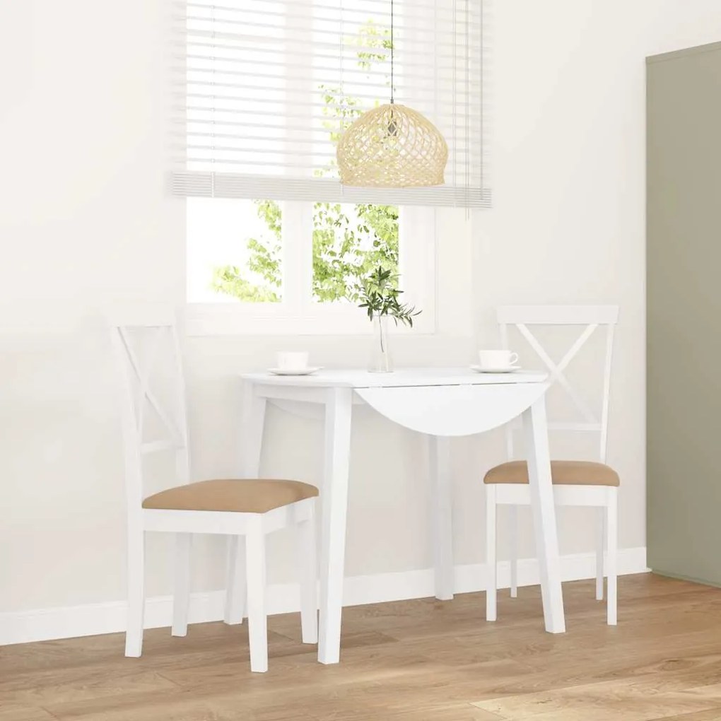 Sedie Da Pranzo Con Cuscini 2 Pz Bianco Legno Massello Di Hevea /