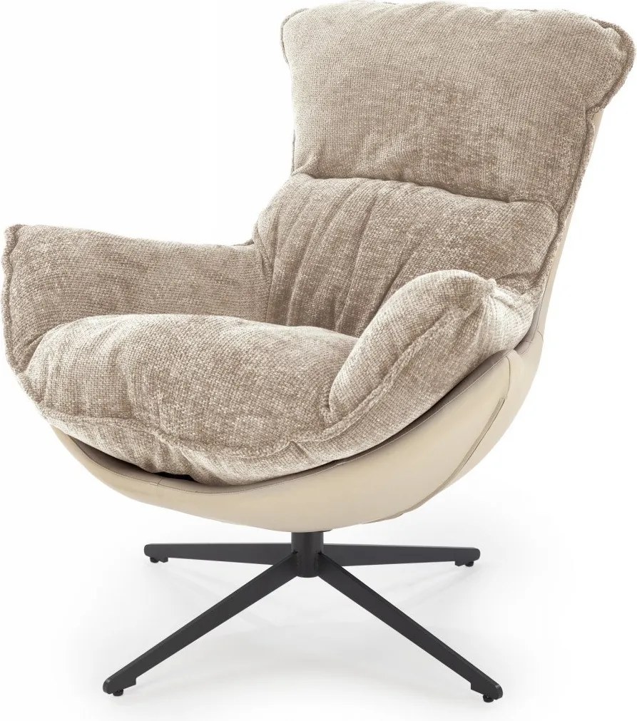 Poltrona girevole Lobster in tessuto beige - H92 cm
