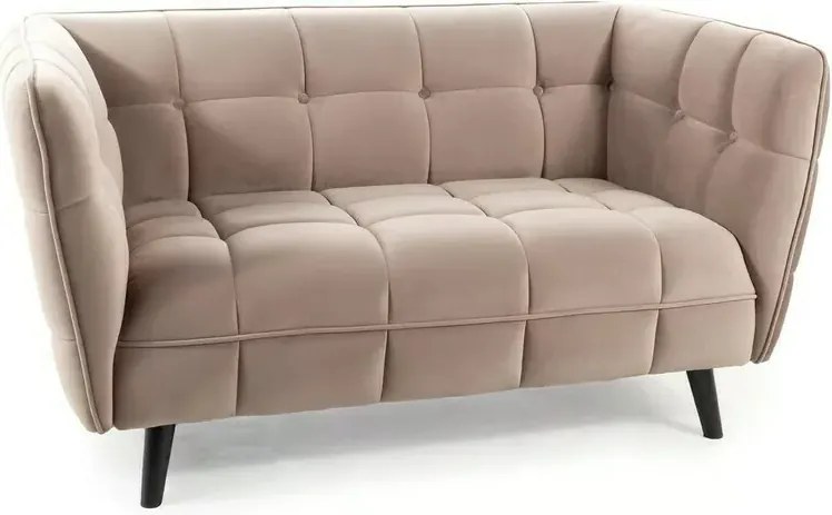 Divano Castello Velvet 2 posti in velluto beige scuro Bluvel 40 e struttura in legno wenge – 145x85x78 cm