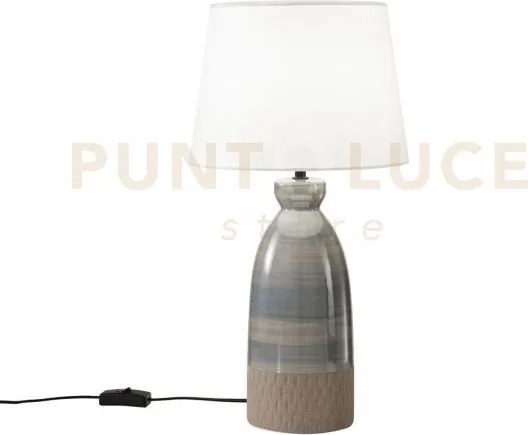 Lume navajo grgio e  tortora con paralume in tessuto bianco 1 luce ...