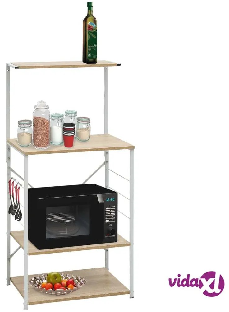 vidaXL Mobile Microonde Bianco Rovere 60x39,6x123cm Legno Multistrato