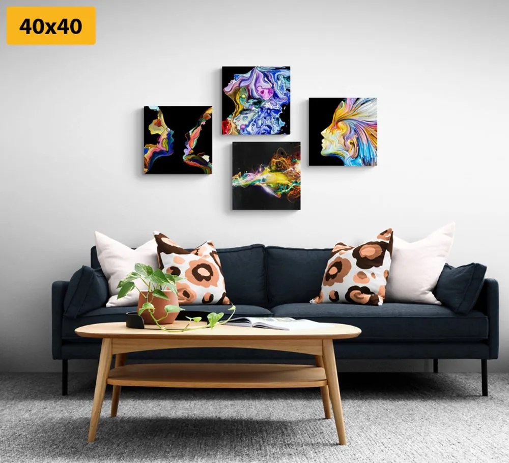 Set di quadri – Astrazione colorata su sfondo nero