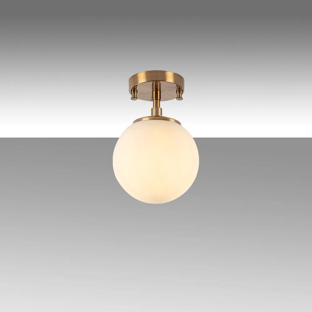 Lampada da soffitto in bianco e bronzo con paralume in vetro ø 15 cm Atmaca - Opviq lights