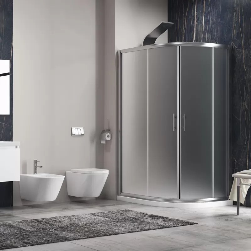 Box doccia stondato 100x80cm vetro satinato KAM-K270 - KAMALU