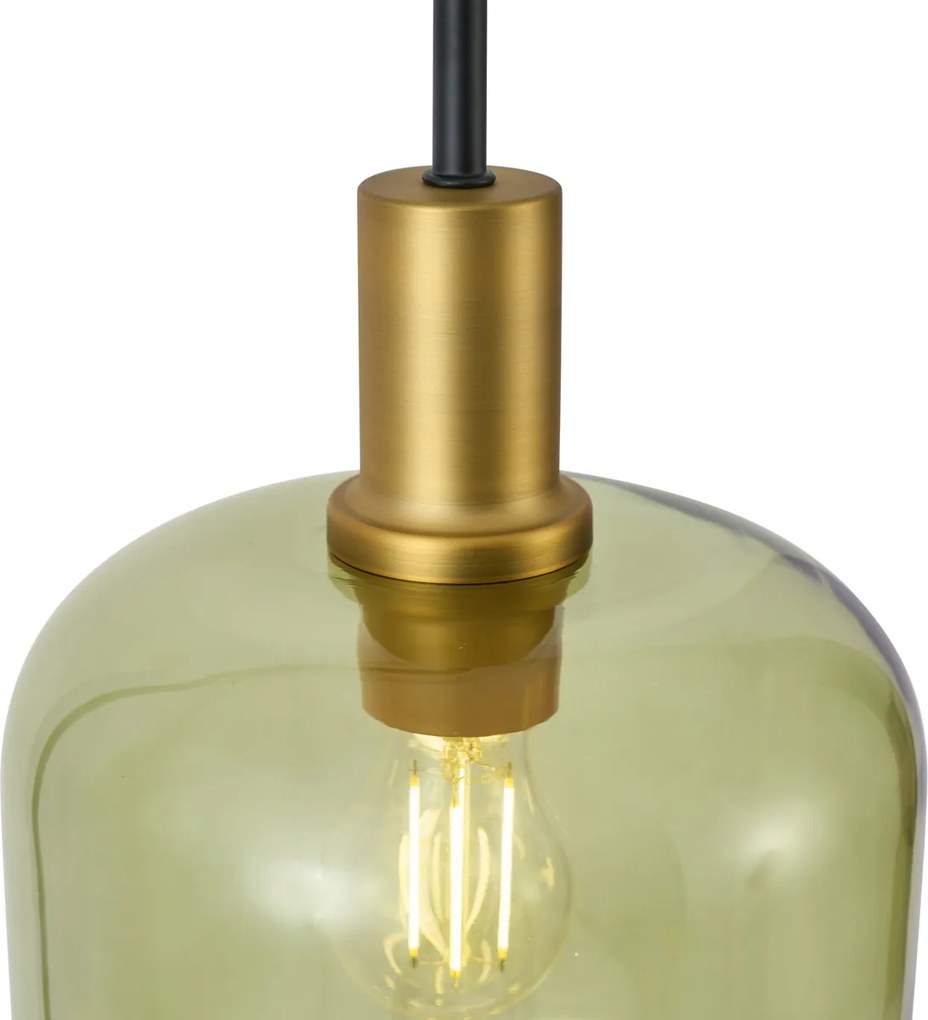 Lampada da terra Hotel Chic nera e oro con vetro verde - Zuzanna