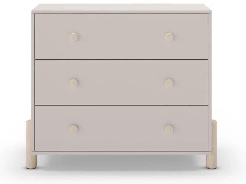 Cassettiera bassa per bambini in legno di pino color crema 90x80 cm Enola - Marckeric