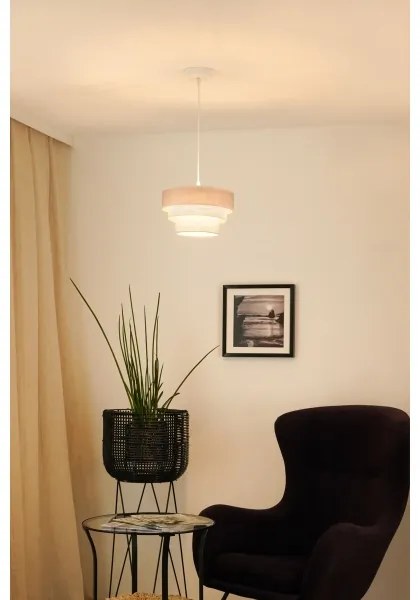 Brilagi - Lampadario a sospensione con filo ALASKA LUNETA 1xE27/15W/230V diametro 25 cm grigio/color crema