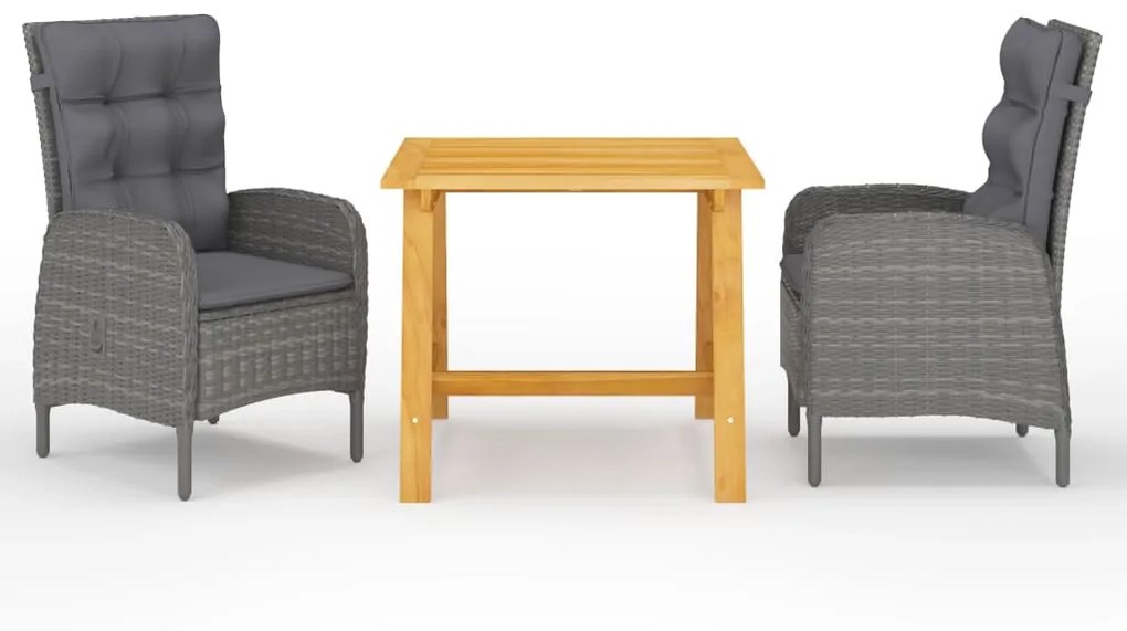 Set Mobili Da Pranzo Per Giardino 3 Pz Grigio /