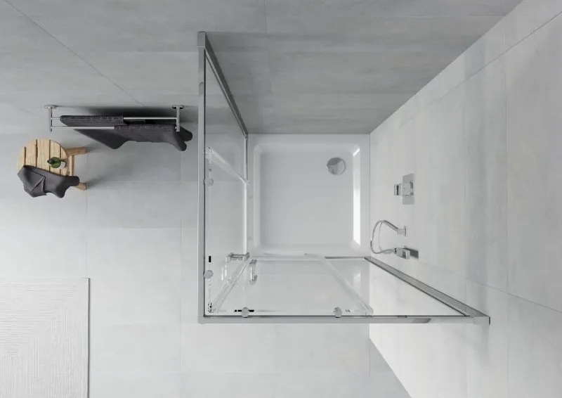 Mexen Rio cabina doccia quadrata 80 x 80 cm, trasparente, cromo + piatto Flat, bianco - 860-080-080-01-00-4010