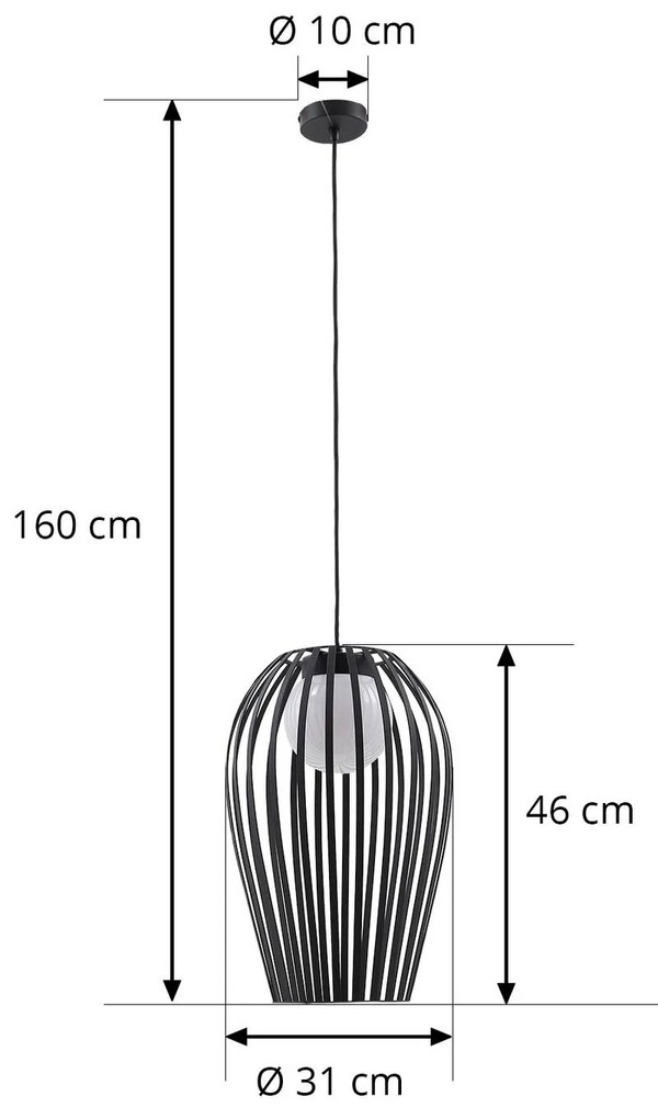 Lucande Marrin lampada a sospensione da esterno, nero, metallo, Ø 31 cm