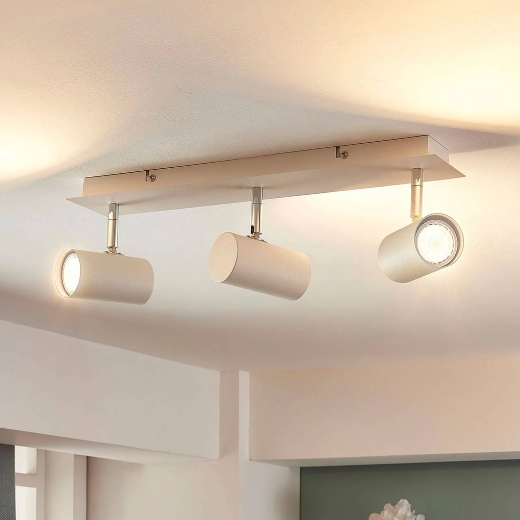 Lindby Lampada da soffitto a tre luci Iluk bianca