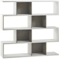 Libreria modulare 4 piani 150x37x144H cm in kit colore Ossido Bianco e Cemento