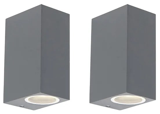 Set di 2 applique moderne grigio scuro 2 luci IP44 - Baleno