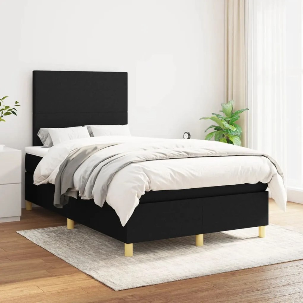 Giroletto A Molle Con Materasso Nero 120x200 Cm İn Tessuto /