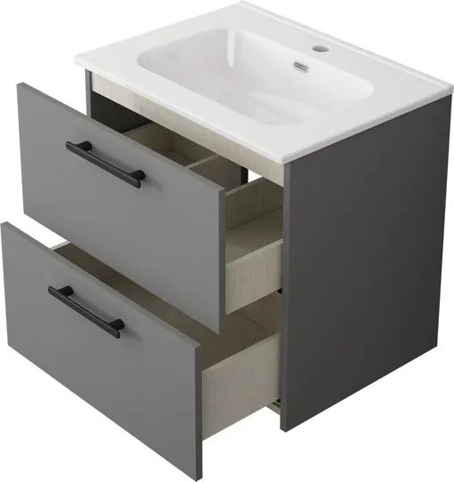 Base sospesa Remix 2 cassetti, L60 X P45 X H 57.7 cm grigio cemento