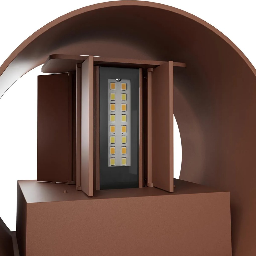 Applique LED 12W Bidirezione Curvo IP65 CCT con LED OSRAM - Corten