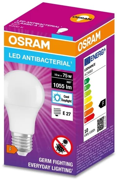 Lampadina LED Antibatterica A75 E27/10W/230V 6500K - Osram